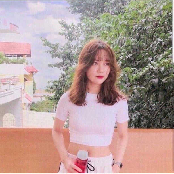 [BÁN LẺ GIÁ SỈ] Áo croptop trơn cổ tròn đen trắng chất cotton