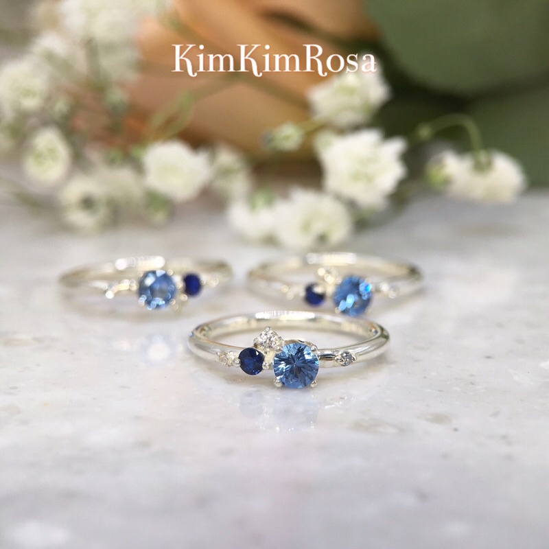 Nhẫn bạc nữ S925 đá Blue Topaz nhân tạo Sterling silver KimKimRosa jewelry trang sức bạc