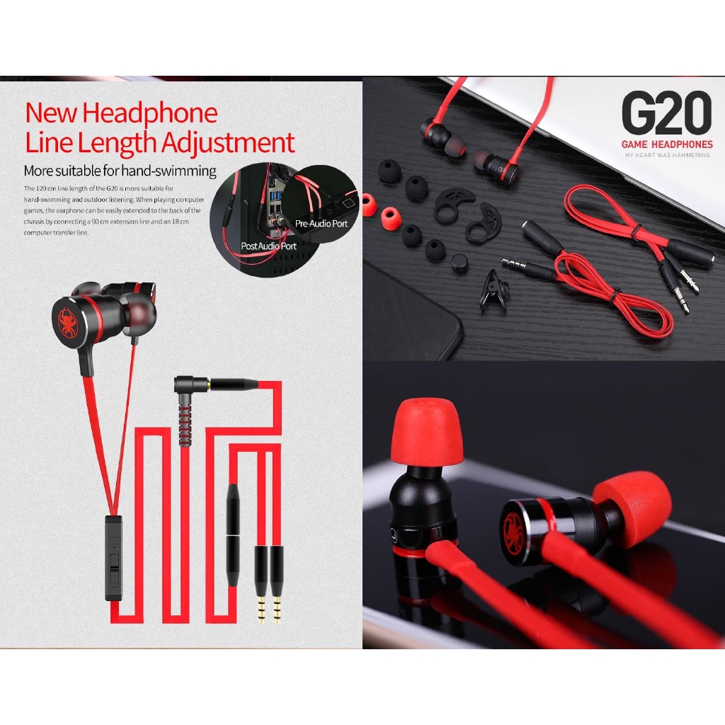 PLEXTONE G20 Gaming Earphone Double Bass Magnetic Headphone Earphones Earbuds Noise Reduction Headset with Mic Sport PUBG