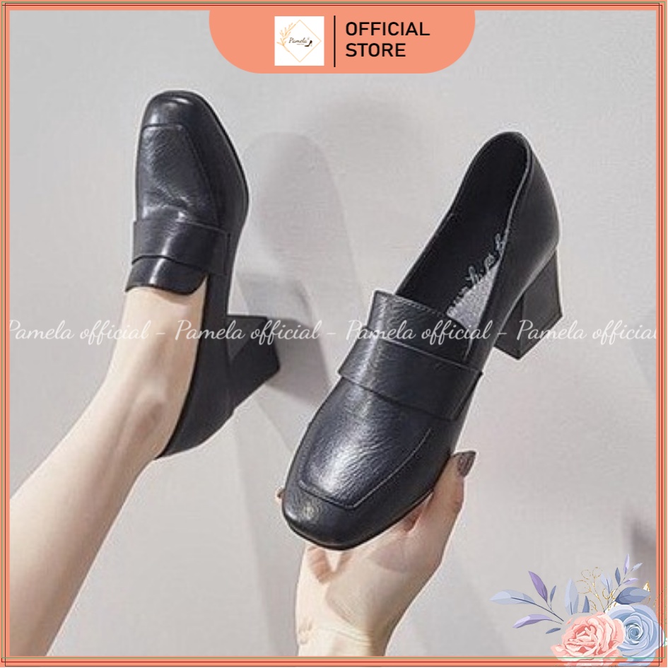 PAMELA  - Giày Loafer Nữ Mũi Vuông Phong Cách Hàn Quốc Quai Trơn 2022  - Gi15