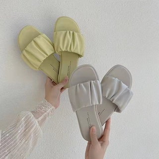 summer green flat slippers