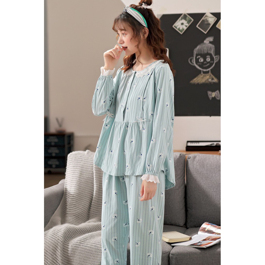 Bộ Đồ Bầu và Sau Sinh IN HOA  chất COTTON đẹp cho mẹ bầu mặc nhà và  tiện cho bé ti BD920