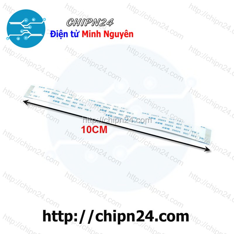 [1 SỢI] Cáp FPC/FFC 12P 1.0MM 10CM cùng chiều (Cáp AWM 20624 80C 60V VW-1)