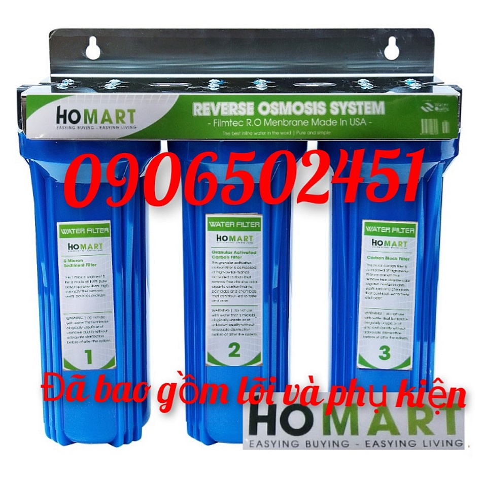 Bộ lọc nước sinh hoạt - lọc thô đầu nguồn 3 cấp ly 10 inch chuẩn dùng cho gia đình !