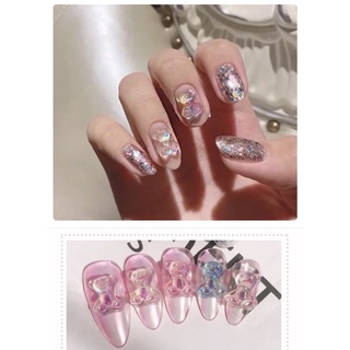 Set gấu thuỷ tinh trang trí móng