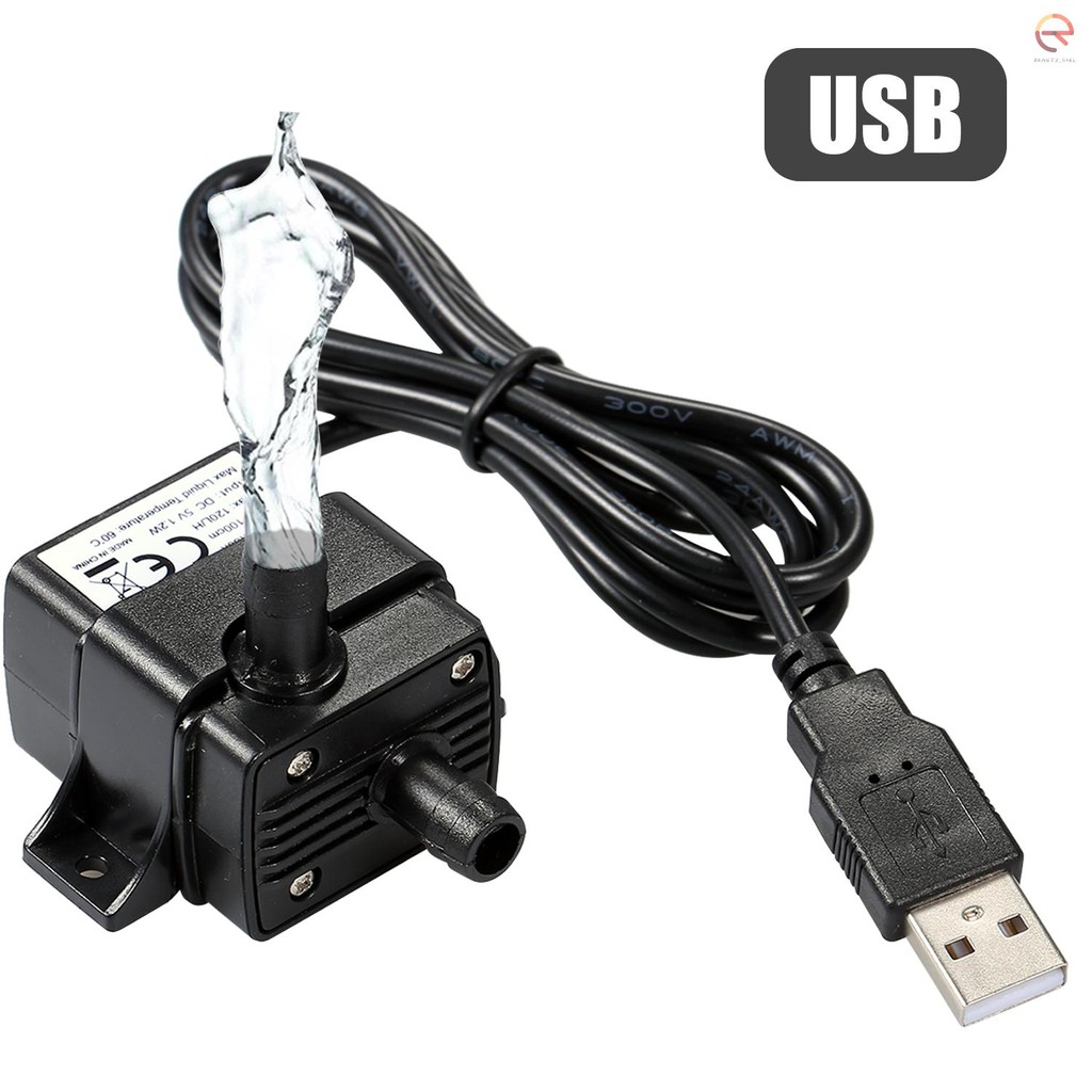 Máy bơm nước tuần hoàn không chổi than dạng chìm mini USB DC5V 120L/H 1.2W 3.28ft chống nước siêu êm ái cho bể cá