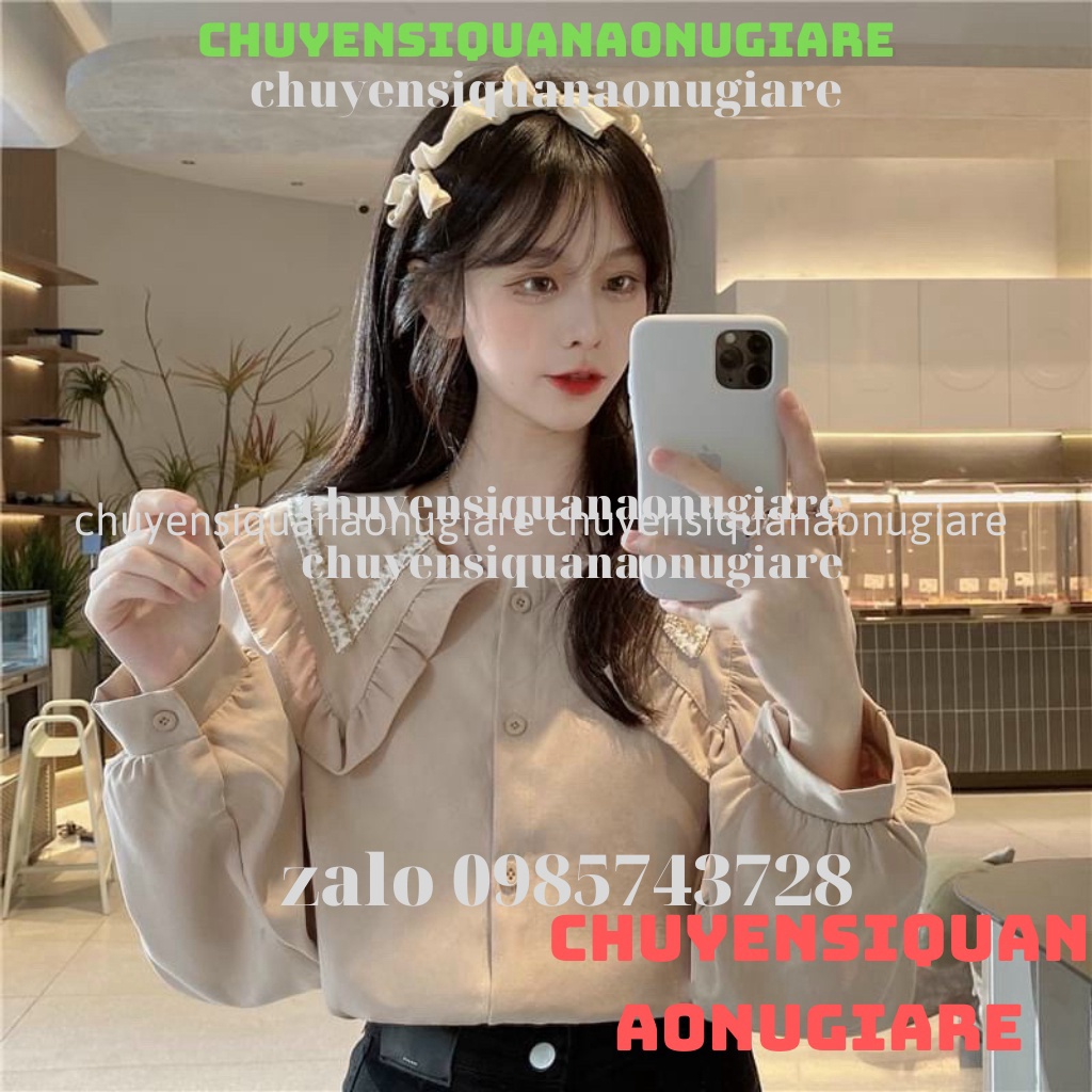 áo sơ mi nữ cổ bèo , áo babydoll tay bèo tiểu thư hàng QCCC loại 1 A00011 kaca chuyensiquanaonugiare