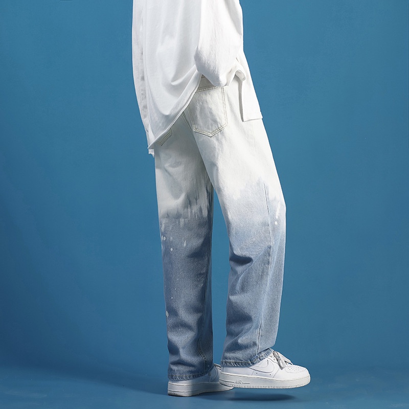 Quần denim AOKANG ống rộng màu gradient thời trang mùa hè dành cho nam