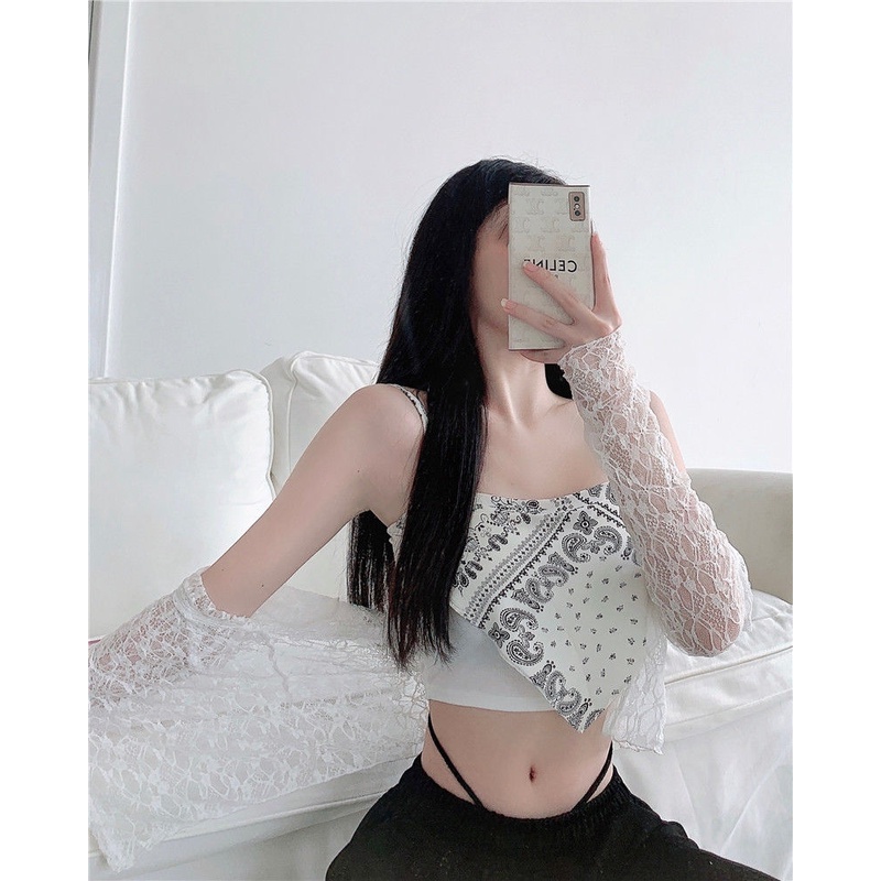 Áo Khoác Cardigan Phối Ren Lưới Màu Trắng Phong Cách Pháp Thanh Lịch