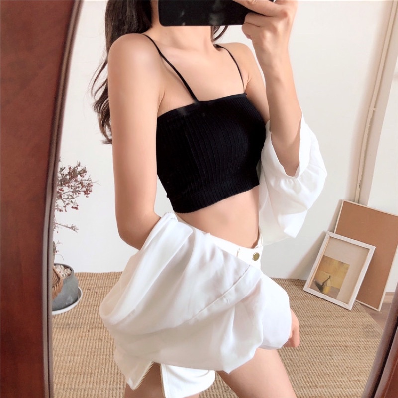 [Mã FAMARAL1 giảm 10K đơn 50K] Áo bra quây croptop nữ 2 dây cá tính gợi cảm freesize 37-60kg BR809 | BigBuy360 - bigbuy360.vn