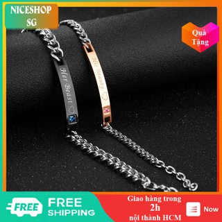 Vòng tay cặp đôi khắc chữ chất liệu titan không gỉ - TT0005