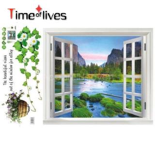 TF▶ Wall sticker 3D Window View Removable PVC Wall Sticker Landscape Decal Decor Mural Home