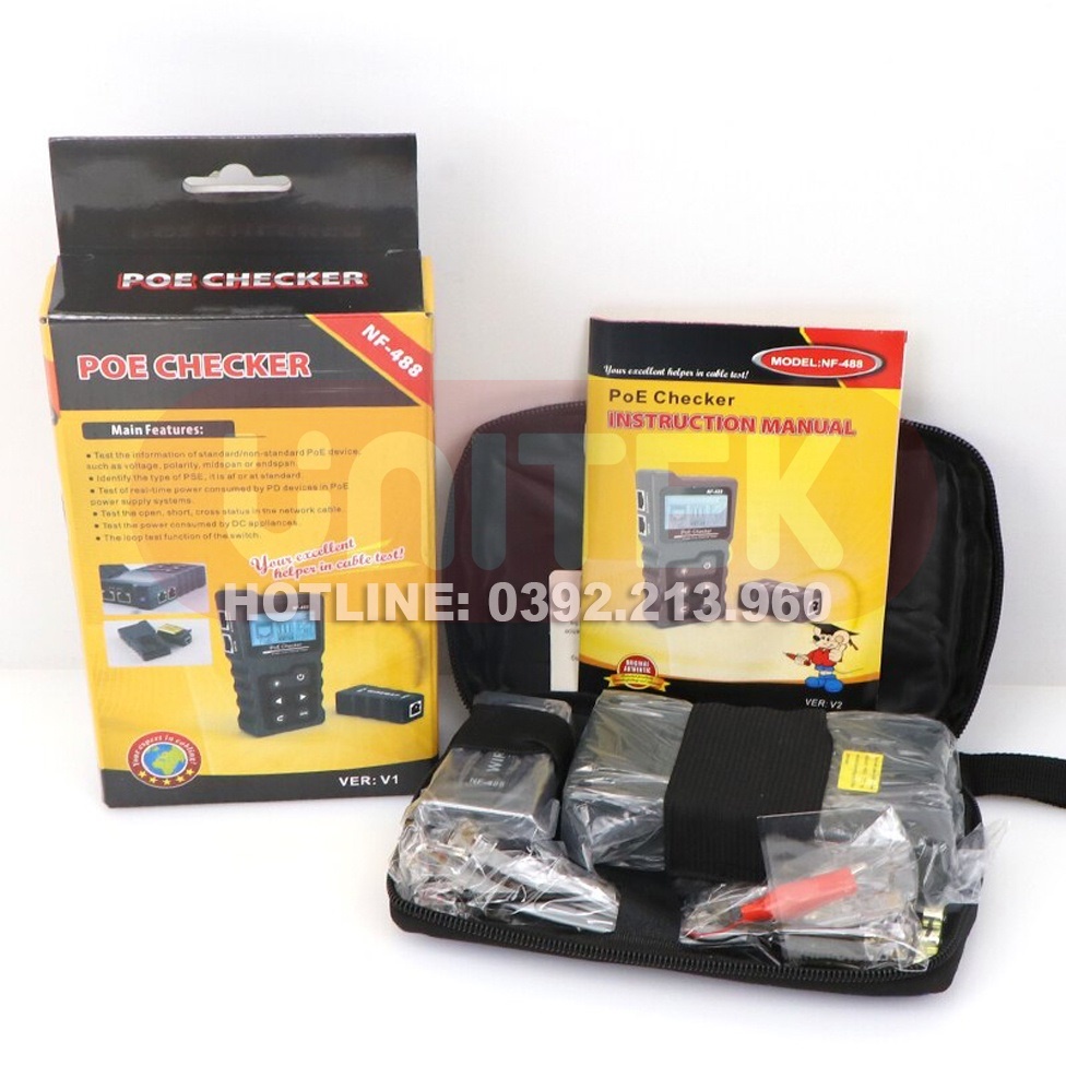 Máy Test Và Kiểm Tra Tín Hiệu Cáp Mạng POE NOYAFA NF-488 cao cấp- hàng chính hãng NOYAFA