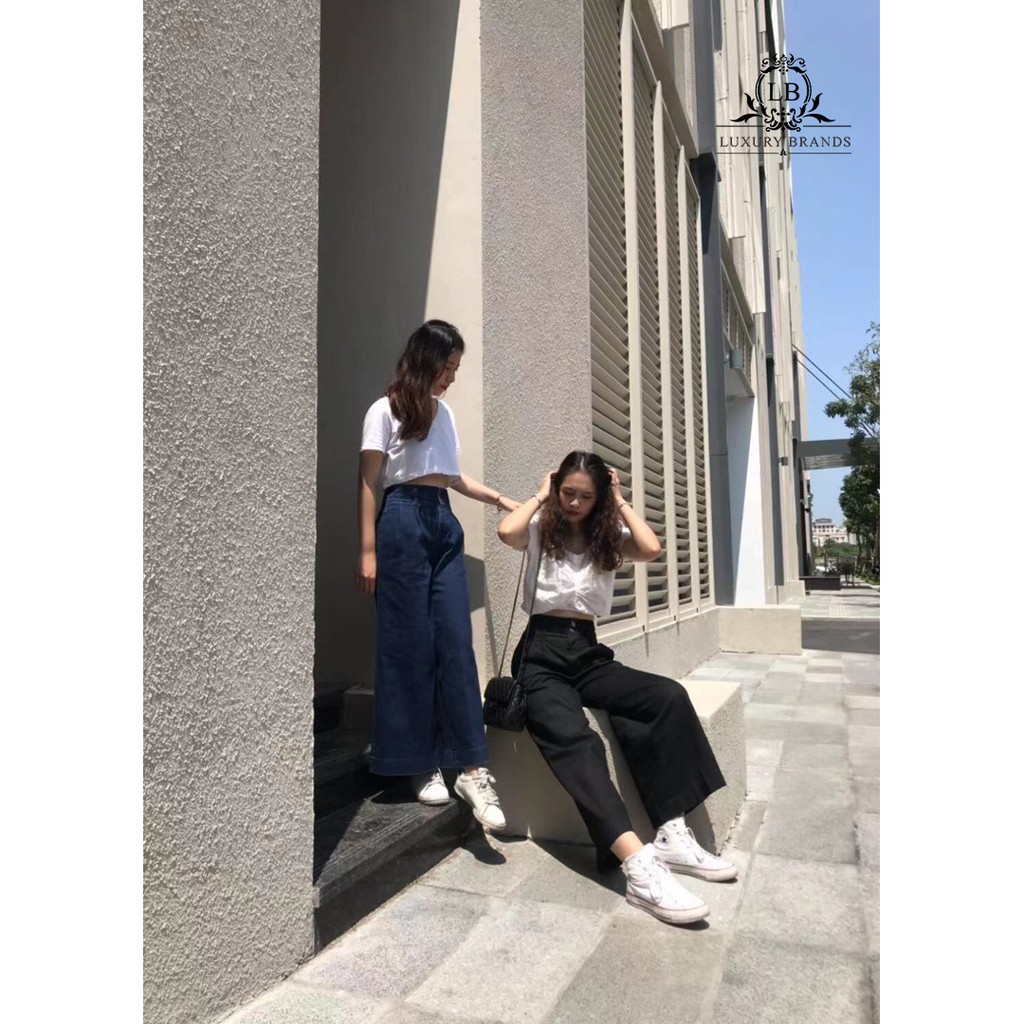[CÓ SẴN] QUẦN CULOTTES BÒ JEAN CAO CẤP DÀI ỐNG RỘNG CẠP CAO 2 KHUY THỜI TRANG ULZZANG HÀN QUỐC | BigBuy360 - bigbuy360.vn