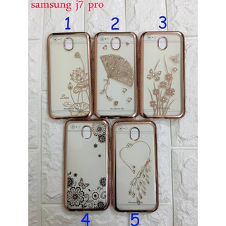 Ốp lưng dẻo đính đá viền màu cho Samsung Galaxy J7 Pro