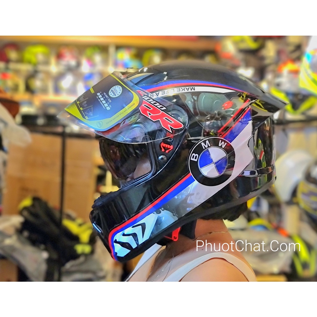 Nón bảo hiểm Fullface M266 đen bóng dán tem BMW