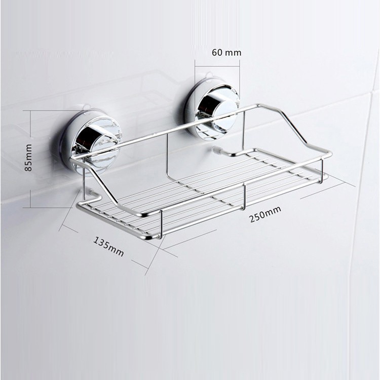 Kệ inox nhà tắm chữ nhật hút chân không