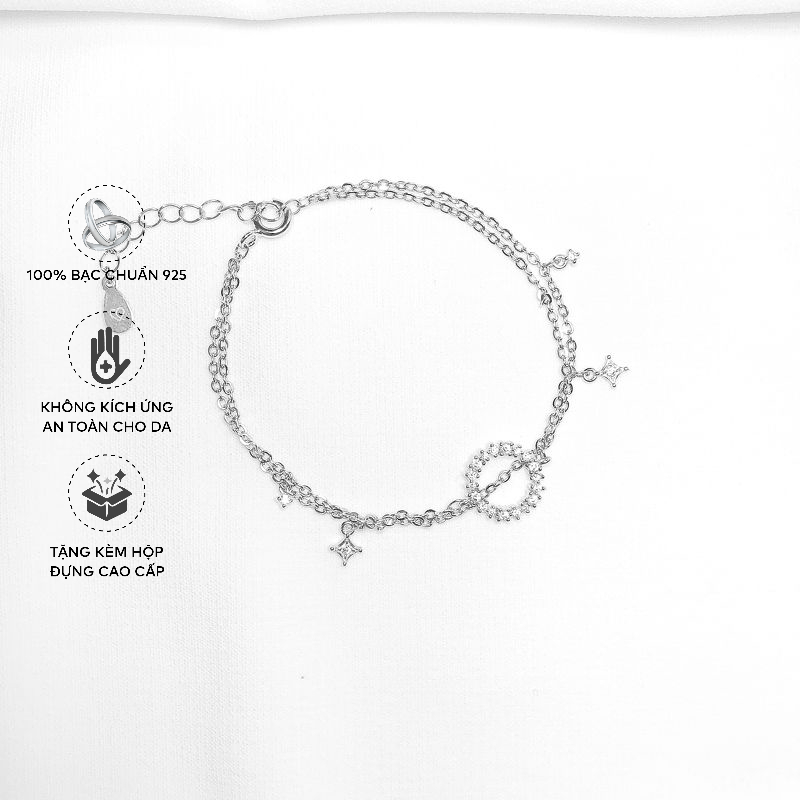 Lắc Tay Bạc Blue Peach Circle & Star LT413