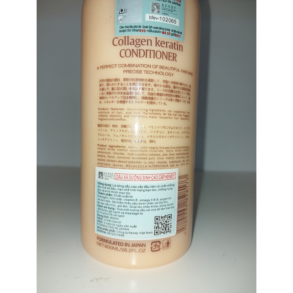 CẶP DẦU GỘI - XẢ DƯỠNG SINH CAO CẤP KENDY 800ml - dầu gội Kendy