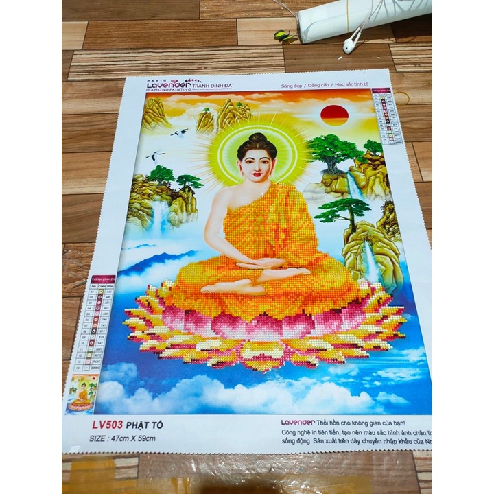 Tranh đính đá Đức Phật LV503 (47x59cm), LV504 (59x84cm) - chưa đính đá