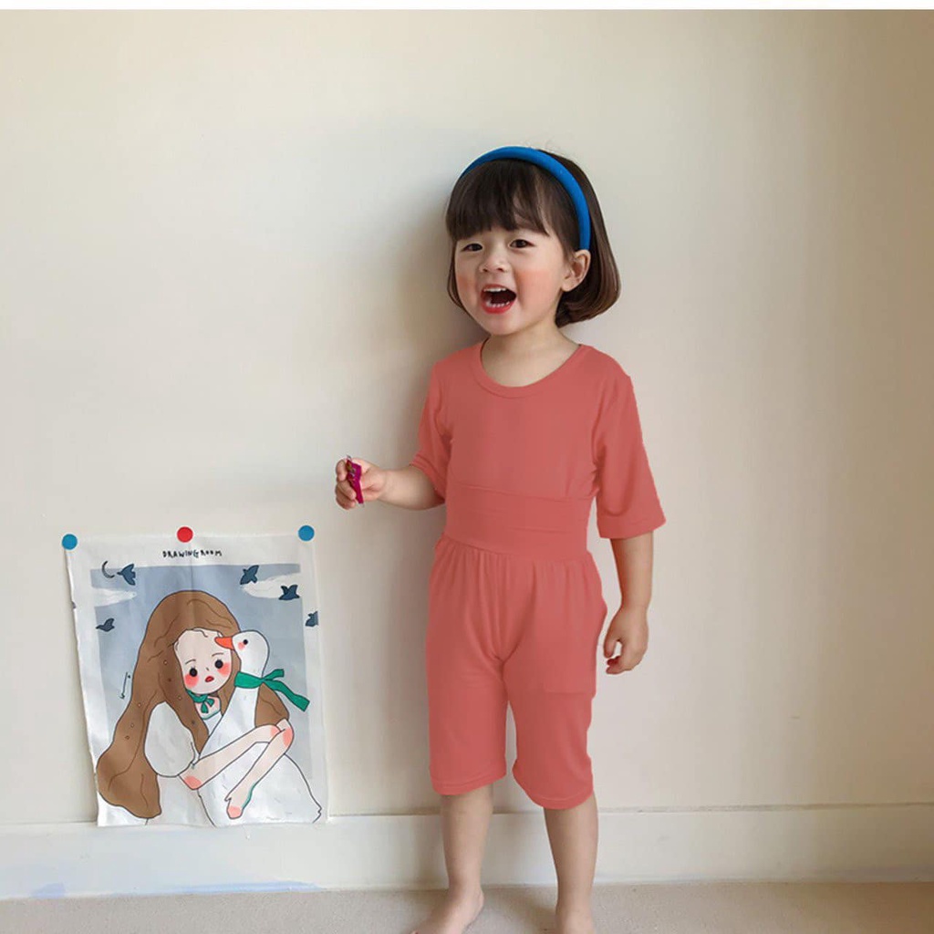 Bộ Cotton Bé Trai Bé Gái, Combo 3 Bộ Cotton Mềm Quần Cạp Cạp Cao Chống Lạnh Bụng Cho Bé