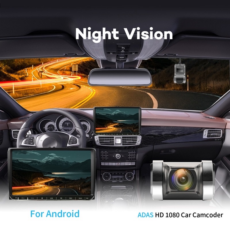 Camera Hành Trình Thấu Kính Kép Trước Và Sau 720P AHD Hỗ Trợ Tầm Nhìn Ban Đêm Kèm ADAS Cho Xe Hơi Android