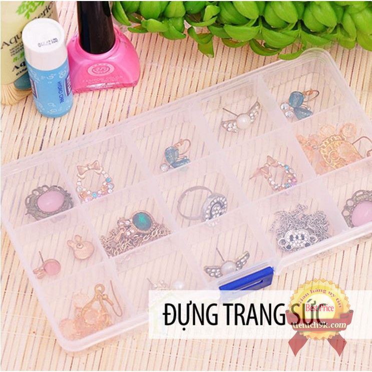 Hộp đựng linh kiện điện tử trong suốt 10 ngăn điện thoại để đồ trang sức cá nhân tách lắp ghép ngăn được