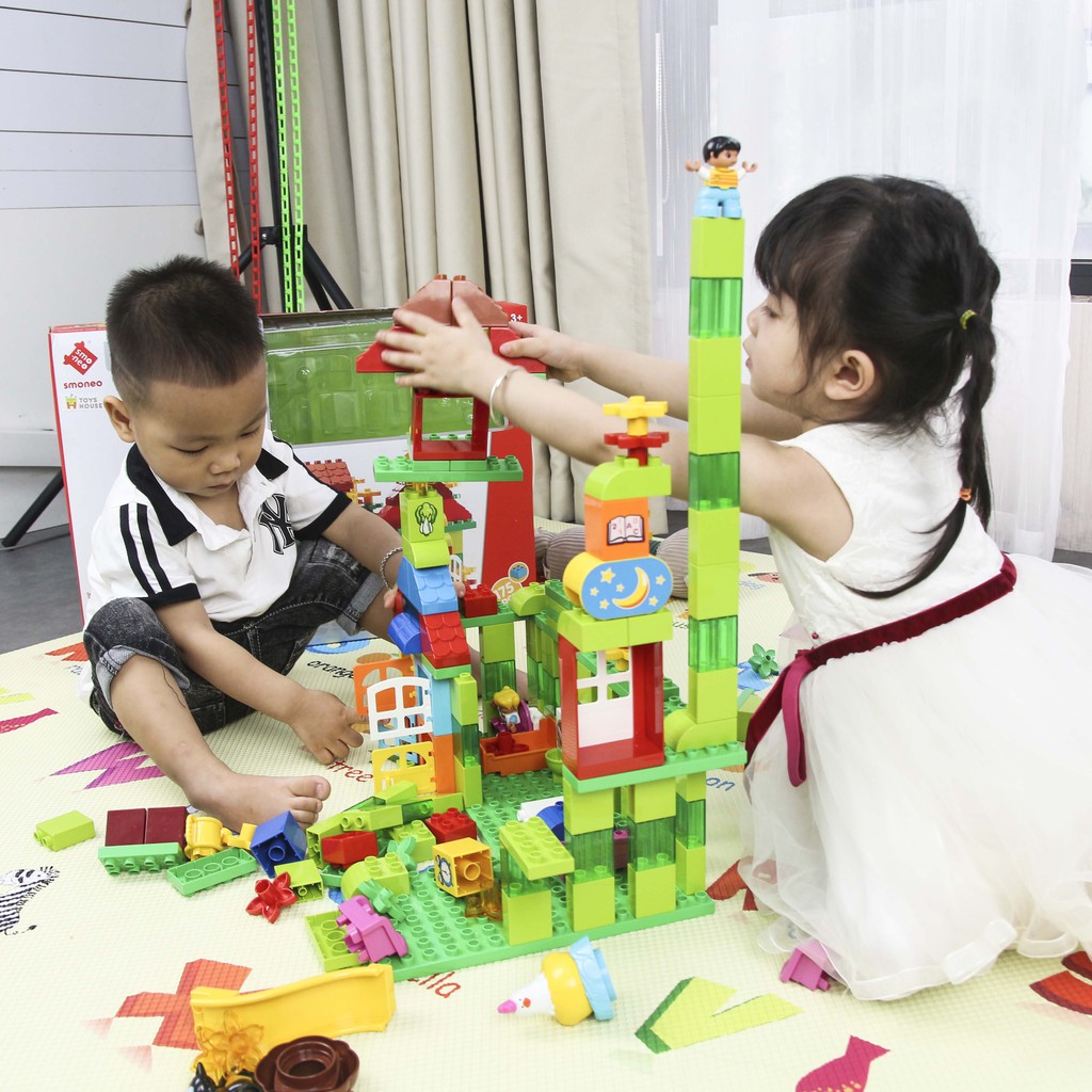 Bộ đồ chơi lắp ghép smoneo duplo ngôi nhà mơ ước của bé 175 chi tiết Toyhouse 55008