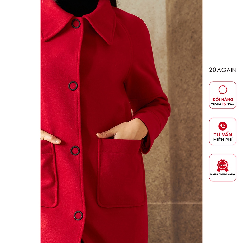 Áo khoác nữ dáng dài tay raglan 20AGAIN, hai túi ốp thời thượng, trẻ trung KDA2156 | BigBuy360 - bigbuy360.vn
