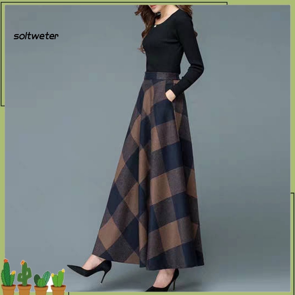 Chân Váy Chữ A Họa Tiết Kẻ Sọc Vuông Phong Cách Retro Thời Trang Công Sở Cho Nữ