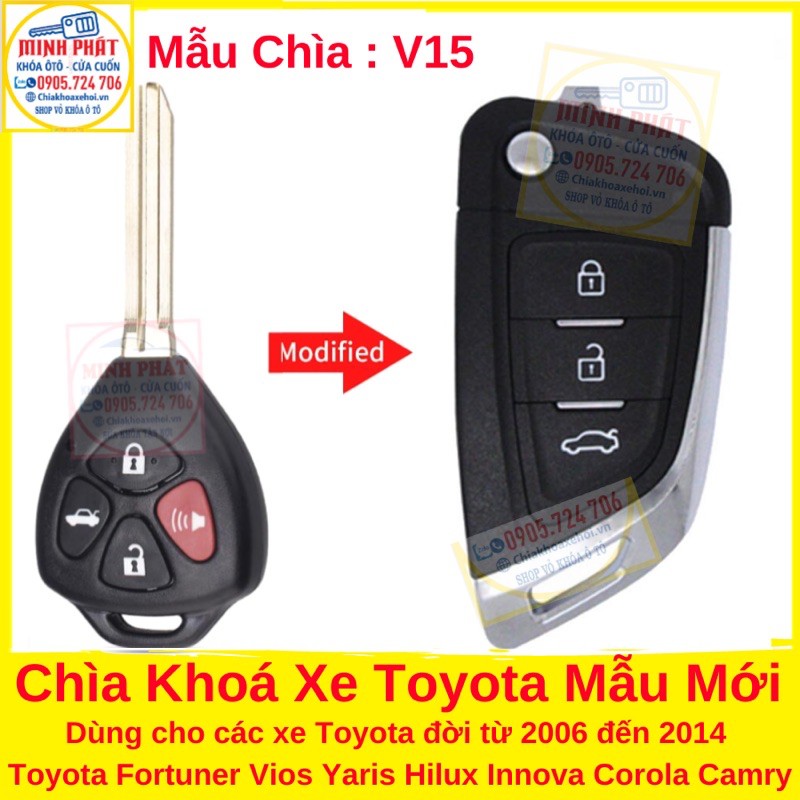 Chìa Khoá Xe Toyota Vios Innova Fortuner Corolla altis Hilux Yaris Mẫu Gập