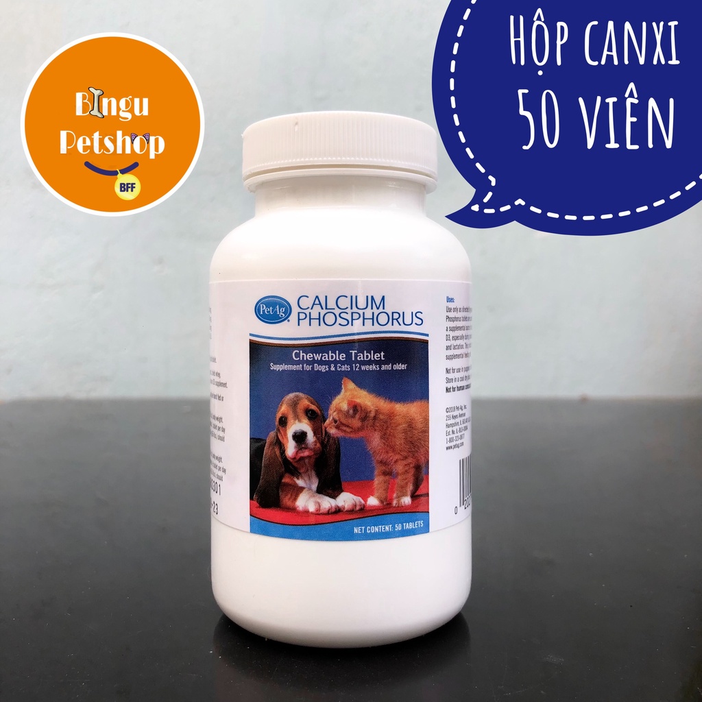 (Hình tự chụp) NGĂN NGỪA VÀ BỔ SUNG CHÓ MÈO CALCIUM PHÓPHORUS 1 hộp 50 viên