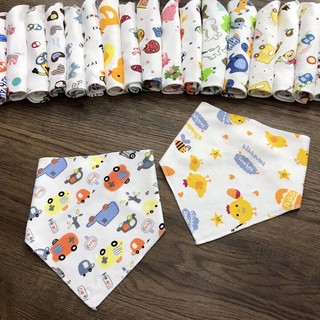Khăn yếm tam giác cotton 2 lớp dùng đc 2 mặt
