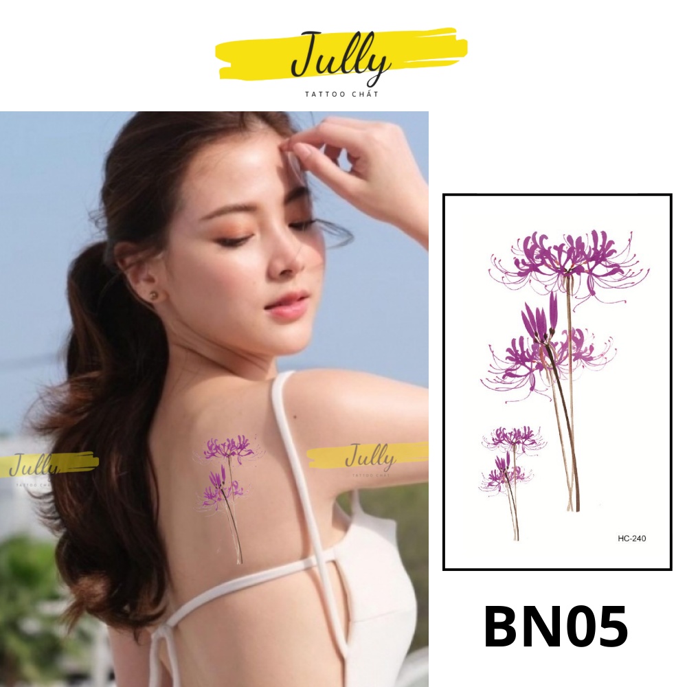 Hình xăm dán tạm thời hoa bỉ ngạn mini JULLY Tattoo chất chống nước