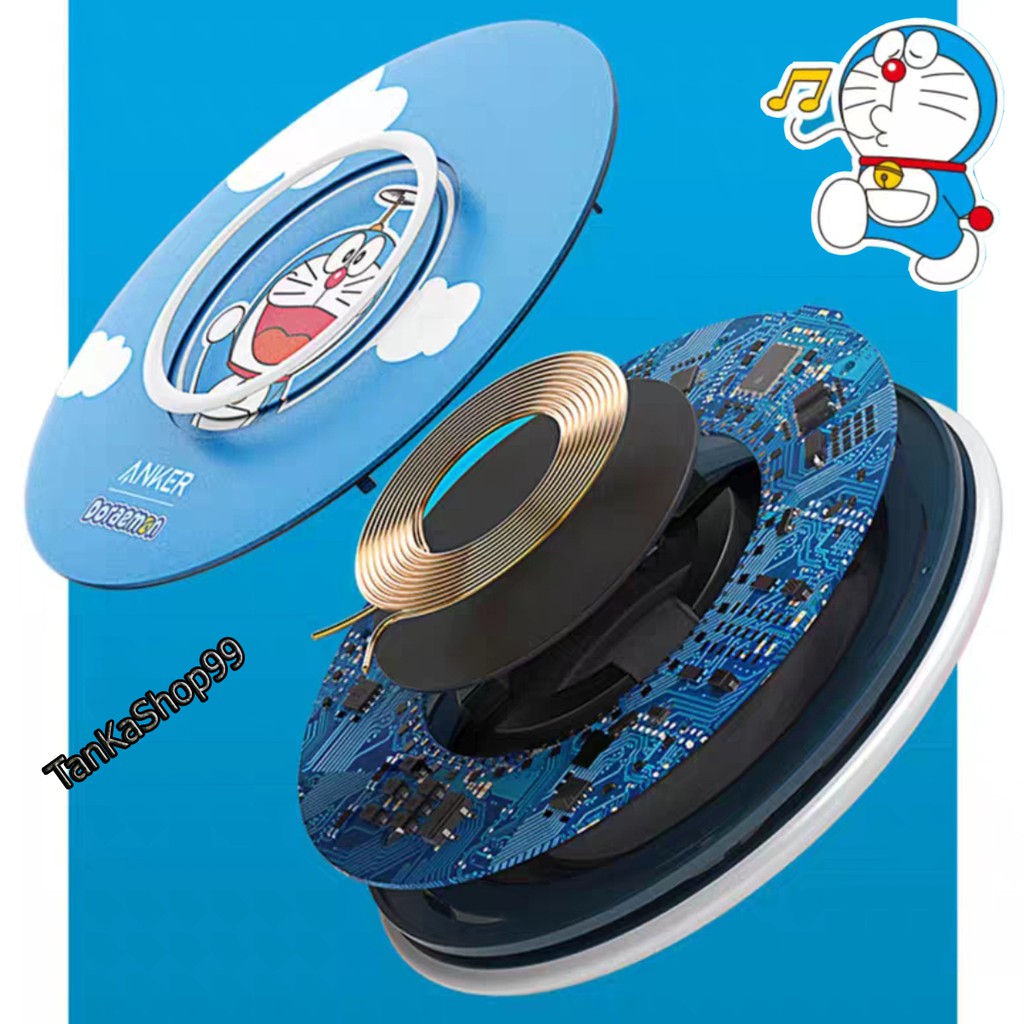 Đế Sạc Không Dây Anker x Doraemon PowerWave Slim Pad Max 15W - A2532 Sạc Nhanh Chuẩn Qi