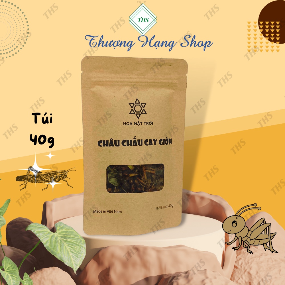 Châu chấu cay giòn, châu chấu rang lá chanh, đồ khô, đồ sấy, thực phẩm khô, thực phẩm sấy làm đồ nhậu HOA MẶT TRỜI FARM