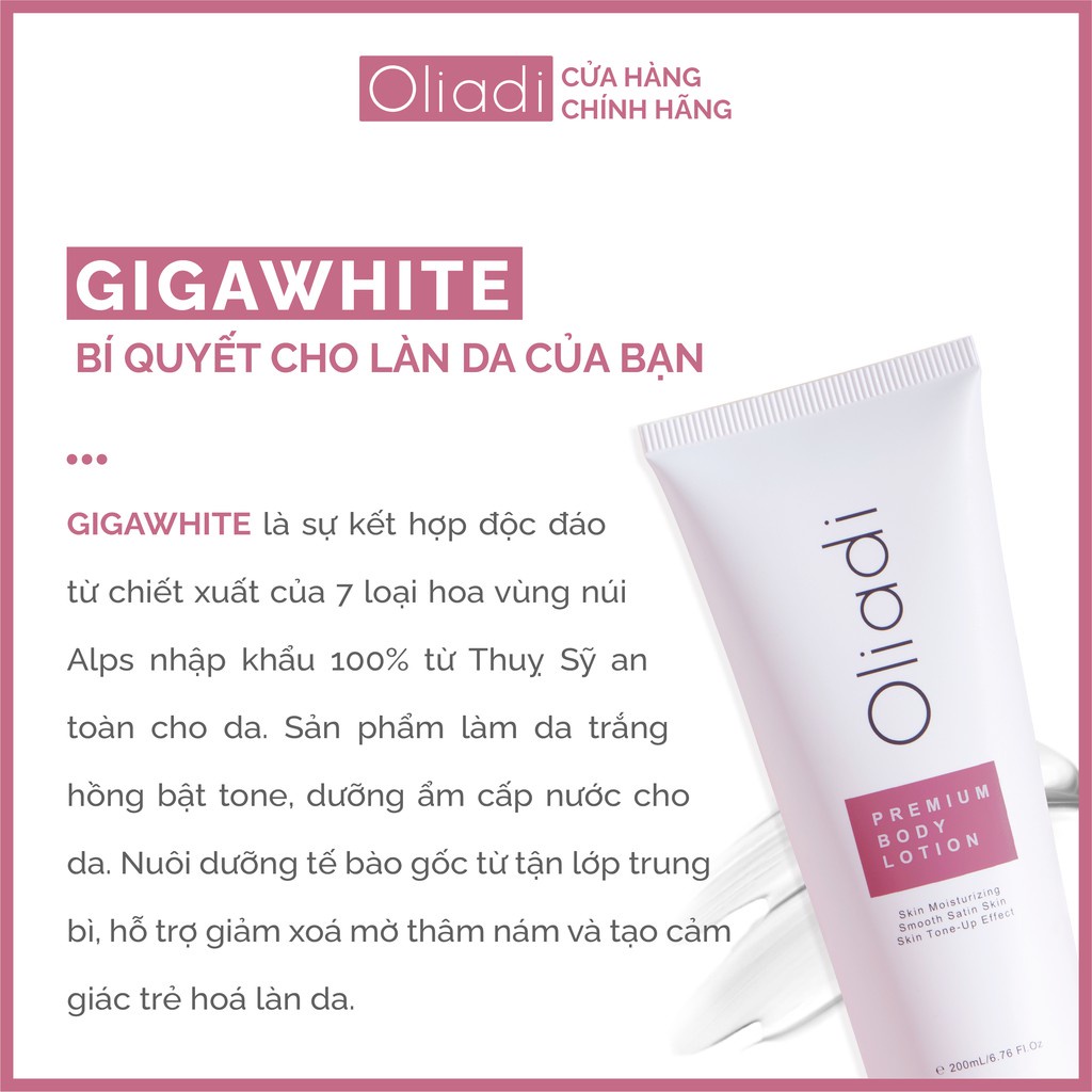 [TẶNG TẮM TRẮNG OLIADI] Kem Body Oliadi Dưỡng Trắng Toàn Thân Với Công Nghệ Hạt Nano Phân Tử 200ml - Chính Hãng