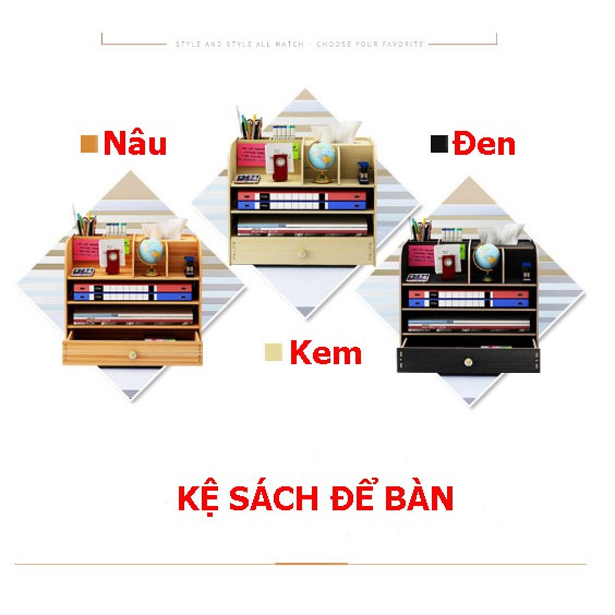 Kệ Sách, Giá Sách Để Bàn Làm Việc Mini bằng gỗ thông minh, đa năng, tiện ích, giá siêu rẻ và đẹp