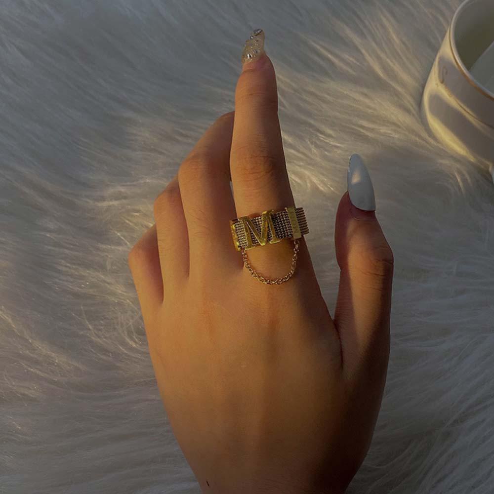 MXGOODS Nhẫn Thời Trang Khắc Chữ M Độc Đáo Cho Nữ