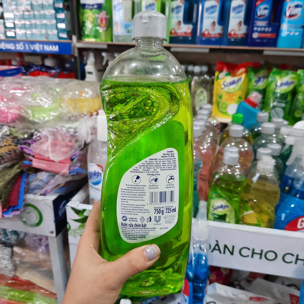 Nước Rửa Chén Khử Mùi Tanh Sunlight Matcha Trà Nhật chai 750g