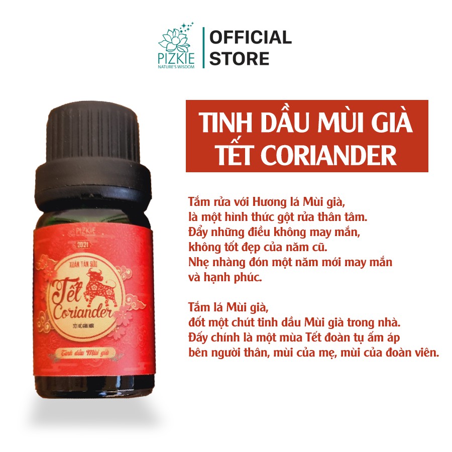 Tinh Dầu Mùi Già Tết CORIANDER ESSENTIAL OIL Pizkie 10ml