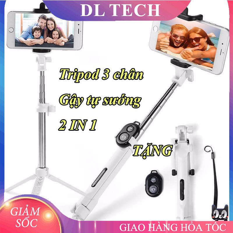 Gậy tự sướng Tripod Selfie Stick ba chân Bluetooth đa năng SELFIE TRIPOD DL TECH