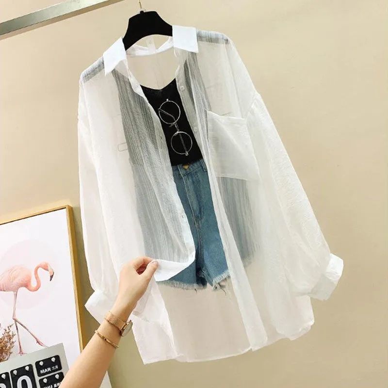 Áo Khoác cardigan Chống Nắng Chất Liệu chiffon Dáng Rộng Thiết Kế Mới Thời Trang Mùa Hè Cho Nữ Áo sơ mi nữ | BigBuy360 - bigbuy360.vn