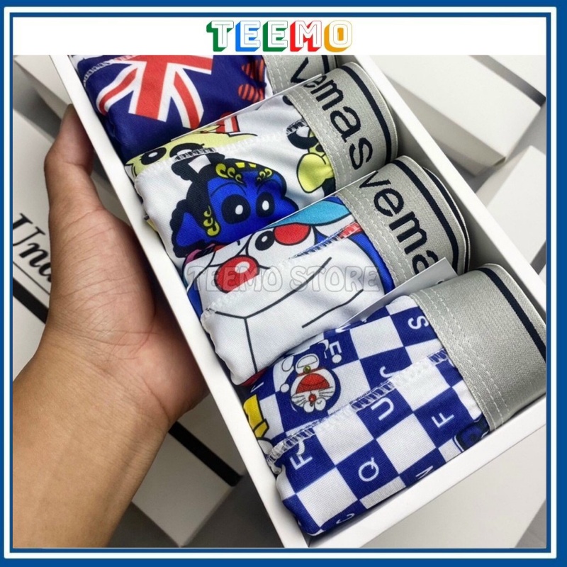 Quần sịp nam in hình, Quần lót nam thun lạnh in hình Doraemon, Shine bút chì hoạt hình co dãn 4 chiều | Teemo