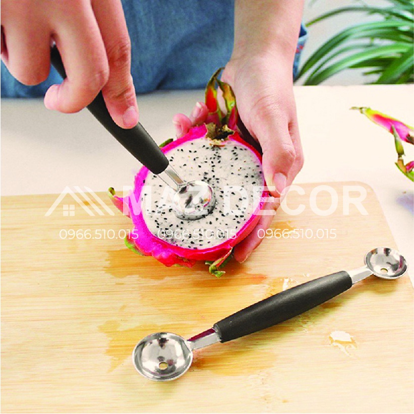 Muỗng thìa múc hai đầu tạo kiểu hình múc hoa quả - múc kem - múc trái cây