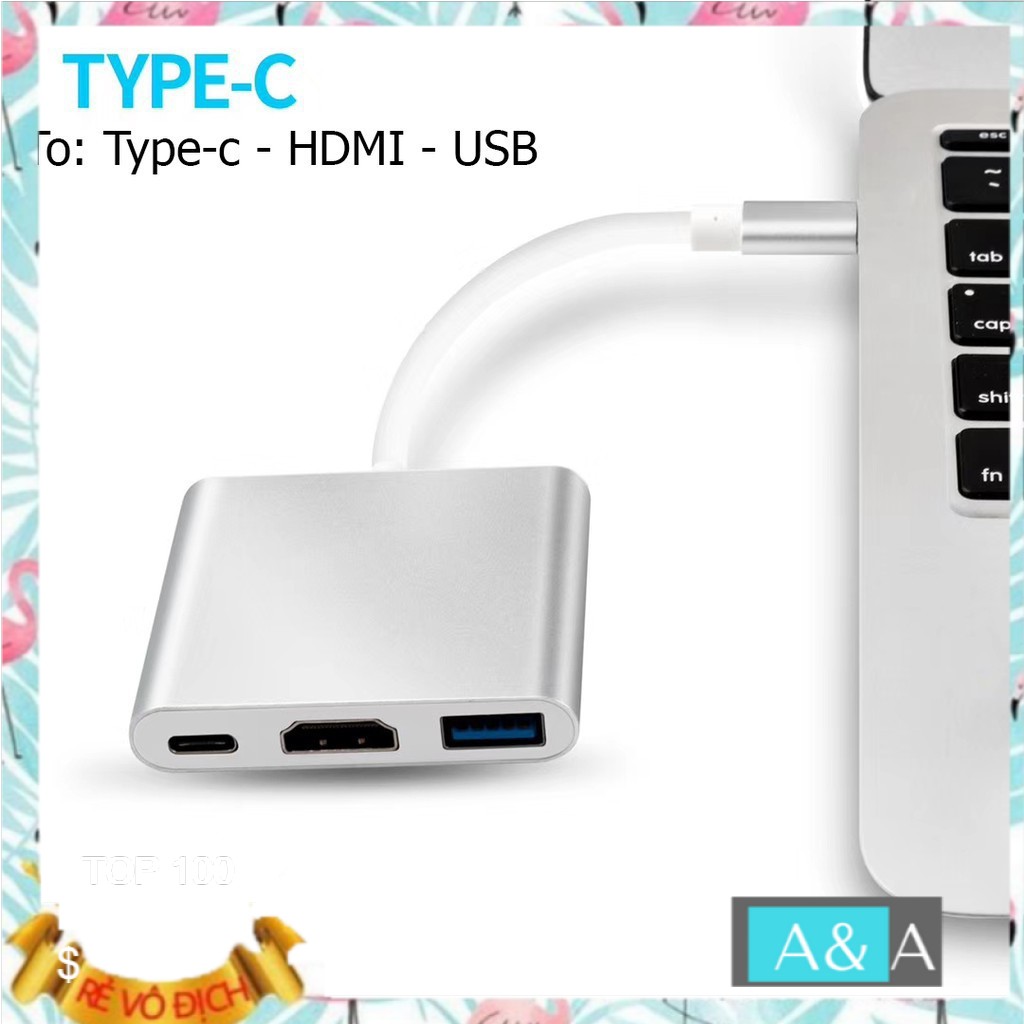 Usb Type-C To USB-C 4K HDMI USB 3.0, 3 trong 1, hỗ trợ Samsung MHL dây kết nối tivi máy chiếu với điện thoại