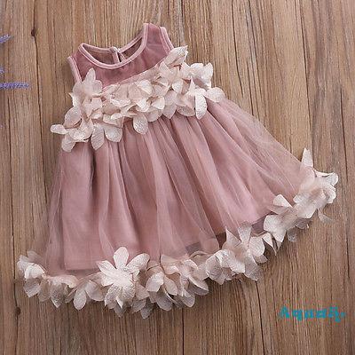 Đầm Xoè Tulle Phối Hoa Cho Bé Gái