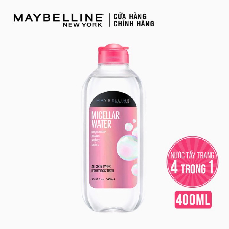 [G01] Nước Tẩy Trang Micellar Dưỡng Da Không Cồn 4 Trong 1 Maybelline New York Micellar Water 4-in-1 400ml S013