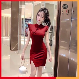 ĐẦM CÁCH TÂN-MÀU ĐỎ,ĐEN-SIZE L,Xl,XXL