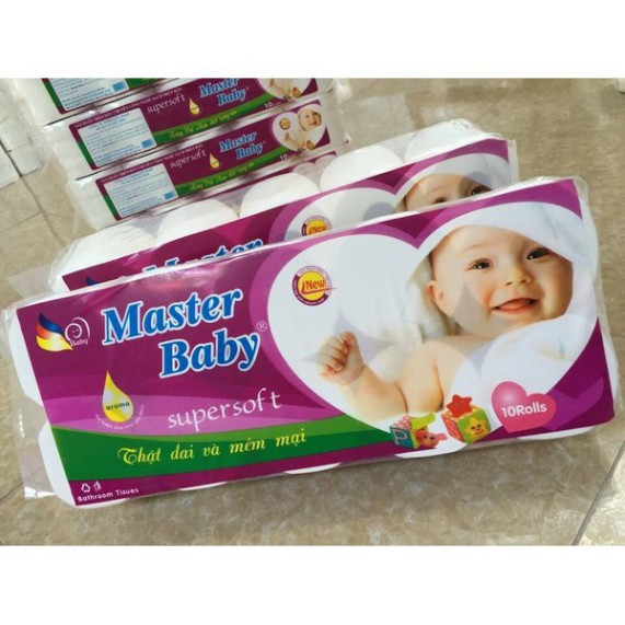 Giấy vệ sinh 3 lớp [𝐅𝐑𝐄𝐄𝐒𝐇𝐈𝐏] Baby Master bịch 10 cuộn không lõi